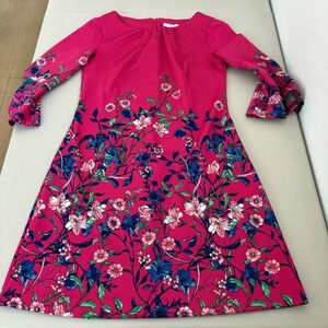 New York Company Pink Floral Bell Sleeve Knee Length Dress‎ Size M